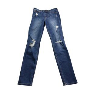 Hollister Juniors High-Rise Super Skinny Jeans Size 5 Distressed Destroyed Denim